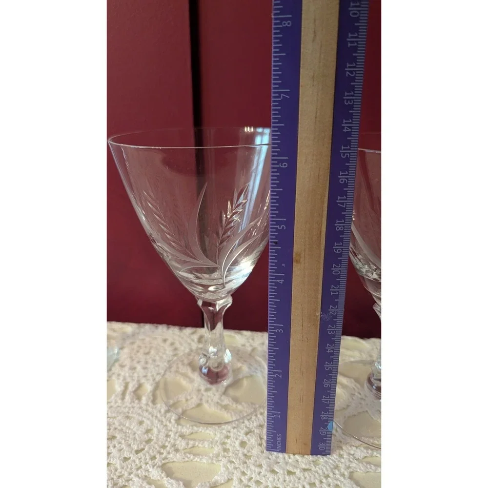 Vintage Fostoria‎ Etched Wheat Water Goblet Glasses Set of 4 Approx. 6